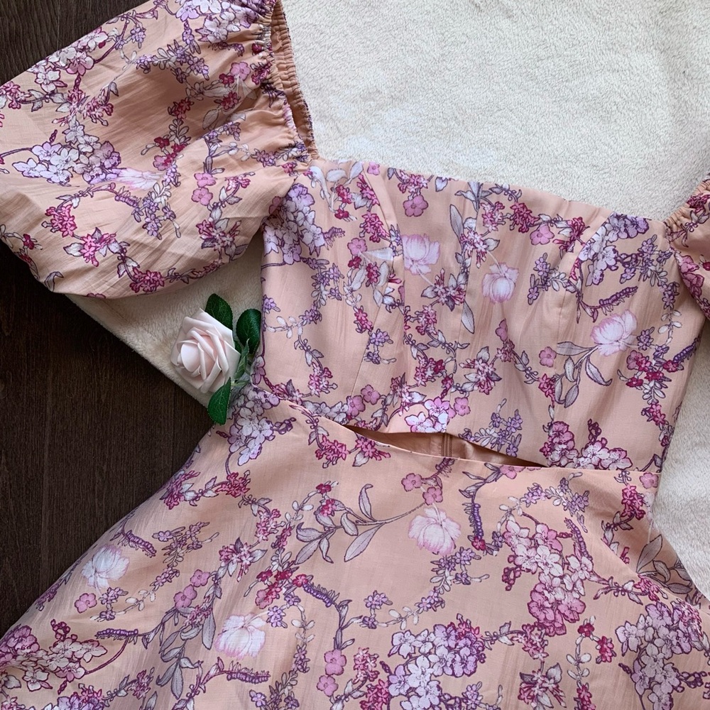 RW&CO Tencel Voile Puffy Sleeve Fit And Flare Cocktail Dress